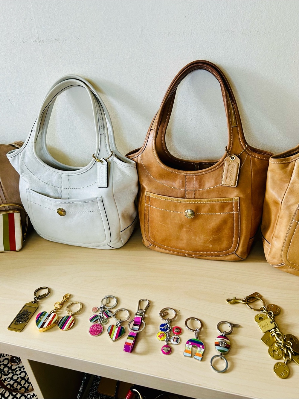 Coach Legacy Stripe Lined Bags and Charms